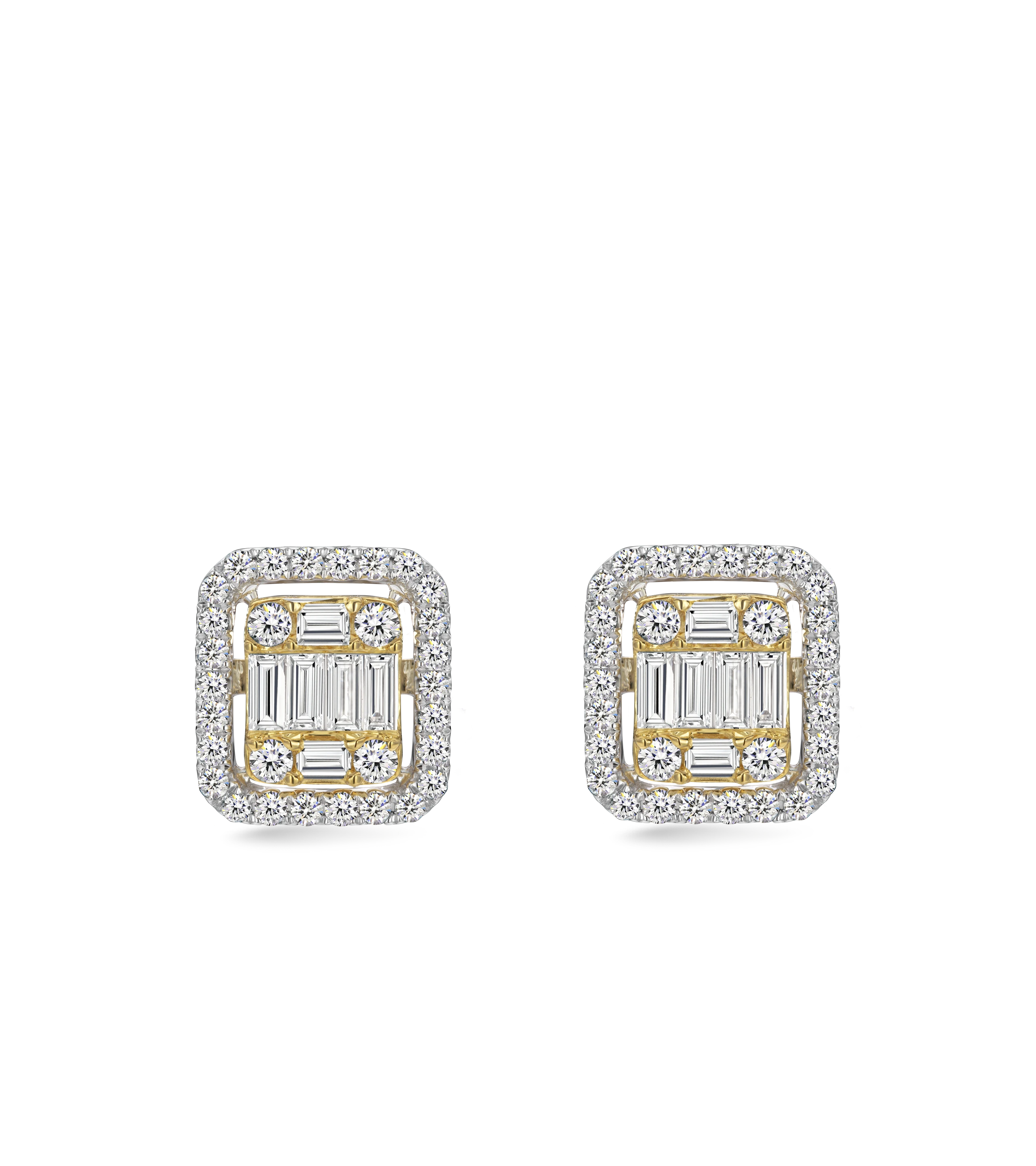 Пусеты из комбинированного золота