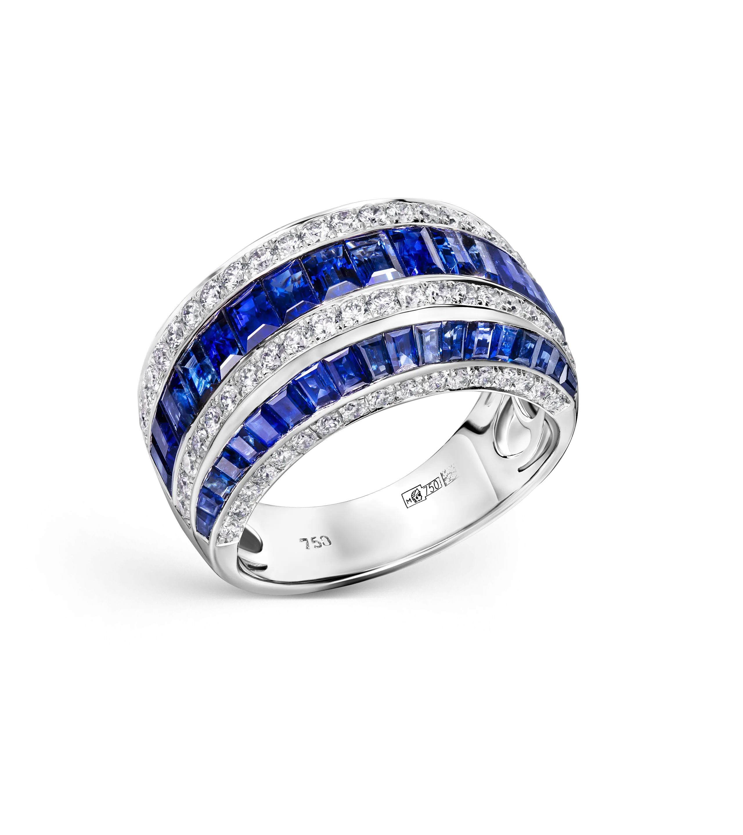 Кольцо цс сапфирами